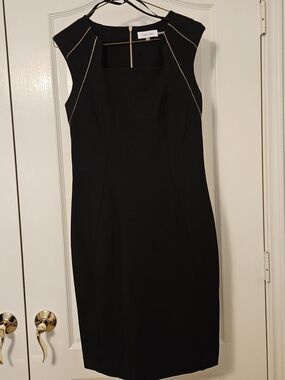 Calvin Klein Black Cap-Sleeve Sheath Dress